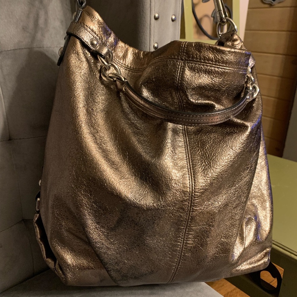 Metallic Bronze Leather Hobo Bag – Women
